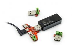 USB tester s redukcemi Lightning, USB-C, mini a micro USB, 3-30V, 0-5A