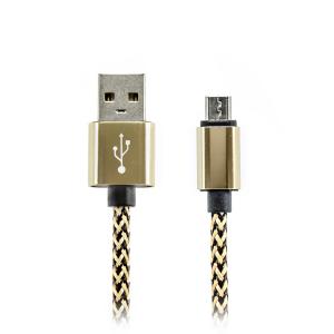 Kabel micro USB - USB 2.0 Premium Metallic, opletený, různé barvy, 20cm
