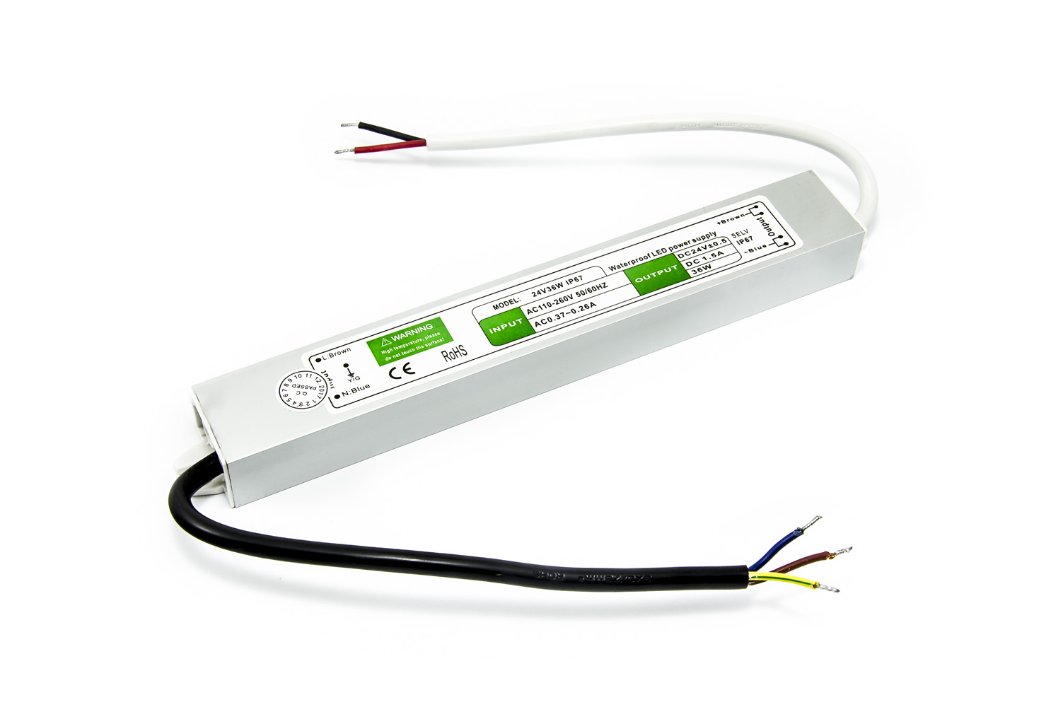 Spínaný voděodolný IP67 zdroj 24V 1.5A 36W