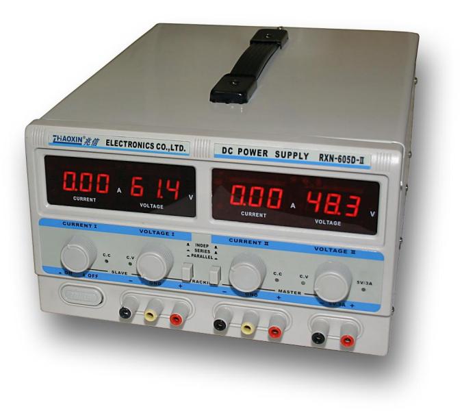 Dvojitý laboratorní zdroj RXN-605D-II - 2x60V/5A, 120V/5A, 60V/10A