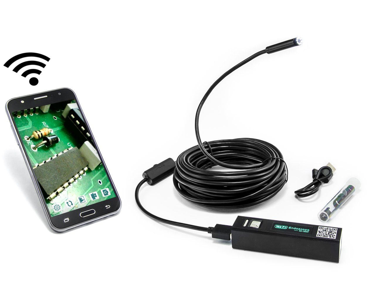 WiFi endoskop pro Android a iOS, krytí IP66, tvarovatelný kabel 10m