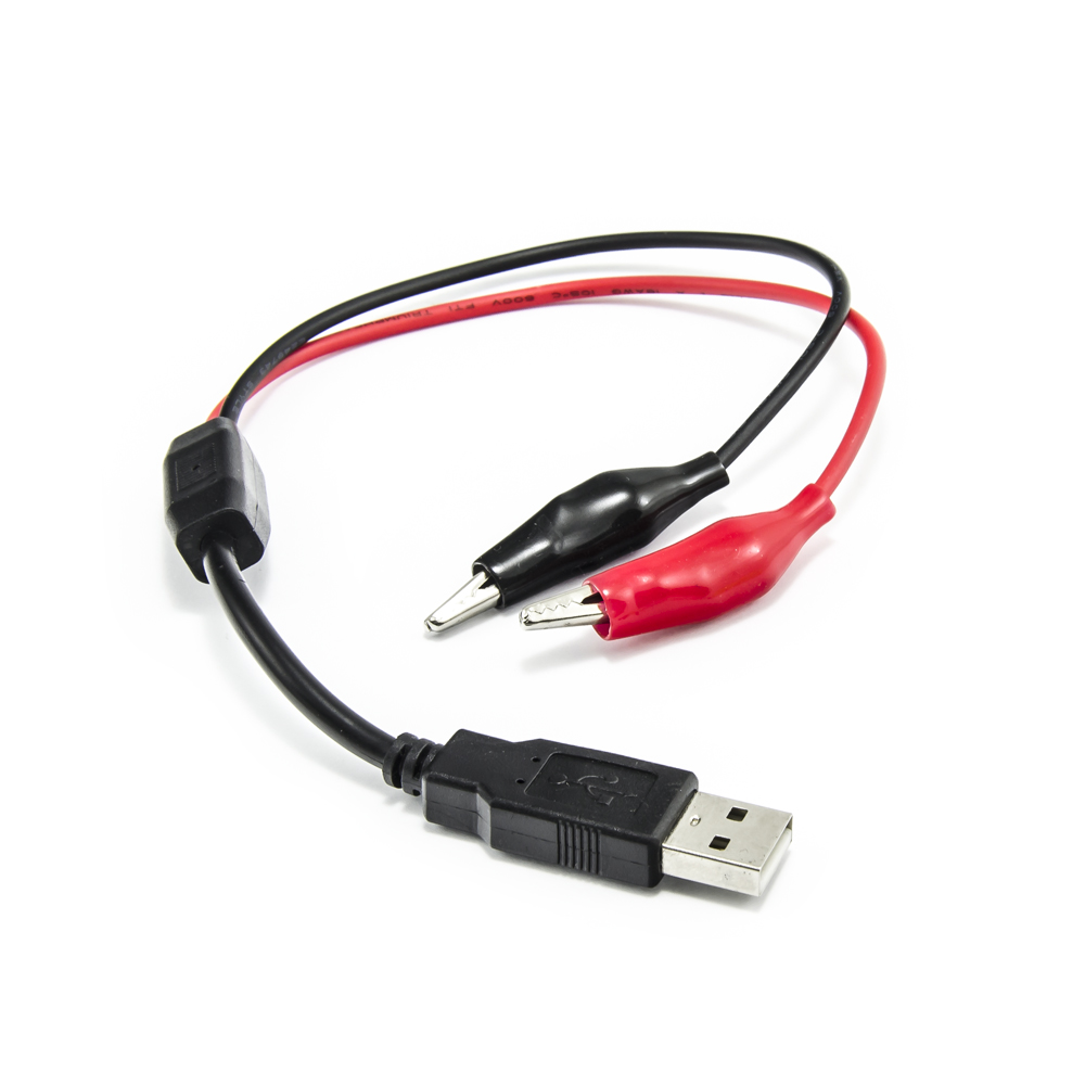 Testovací USB kabel samec - napájecí krokosvorky 30cm