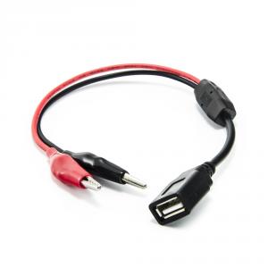 Testovací USB kabel - 2x napájecí krokosvorky 30cm samice