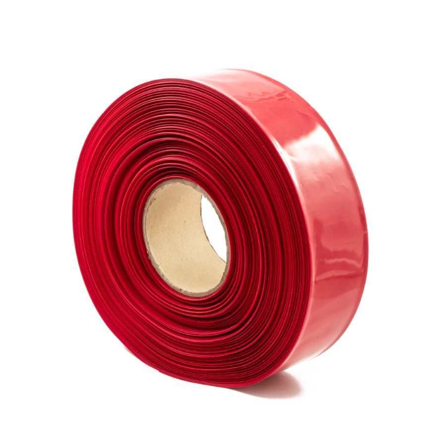 Červená smrštovací PVC fólie 2:1 šíře 65mm, průměr 40mm