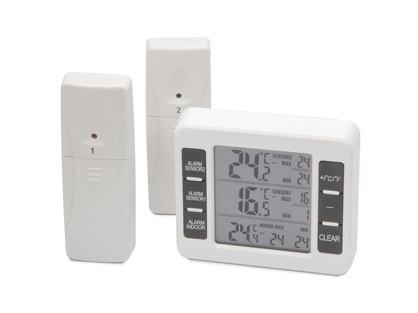 Digitální teploměr s alarmem a dvěma bezdrátovými čidly - 40°C až 60°C