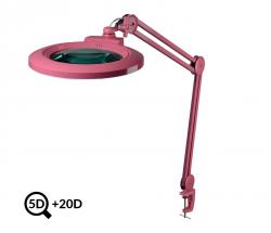 Růžová kosmetická LED lampa s lupou IB-178, průměr 178mm, 5D+20D
