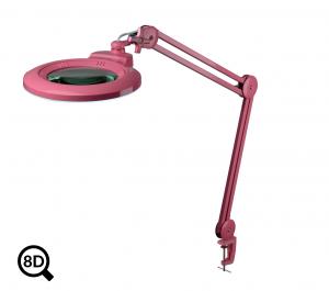 Růžová kosmetická lampa s lupou IB-150, průměr 150mm, 8D