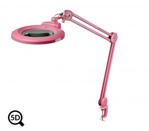 Růžová kosmetická lampa s lupou IB-150, průměr 150mm, 5D