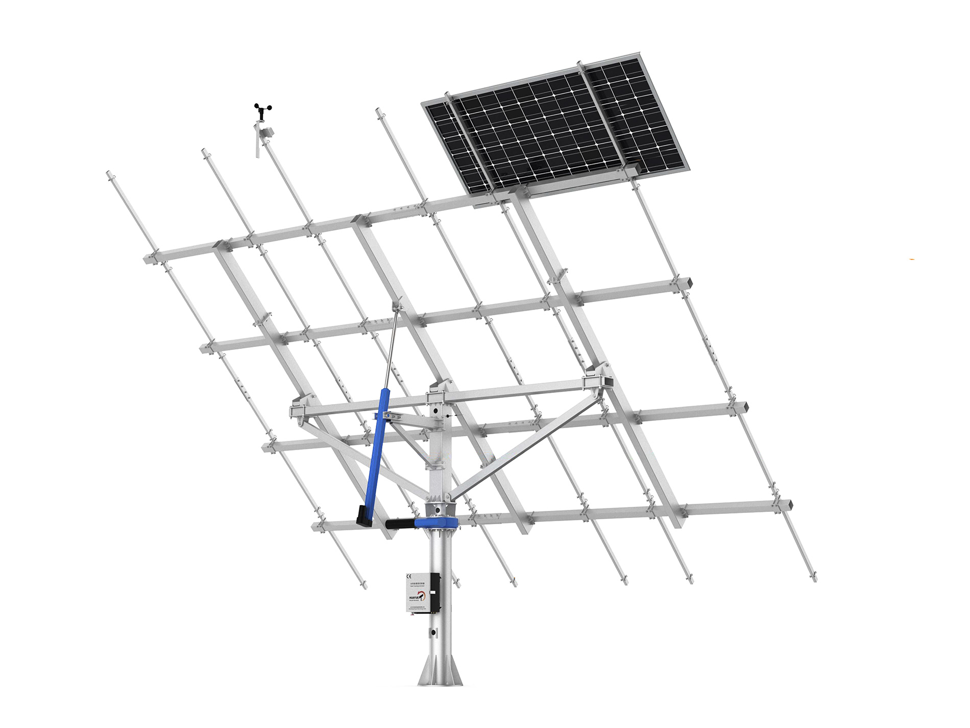Dvouosý solární tracker Huayue pro 12 panelů - 6,6kW