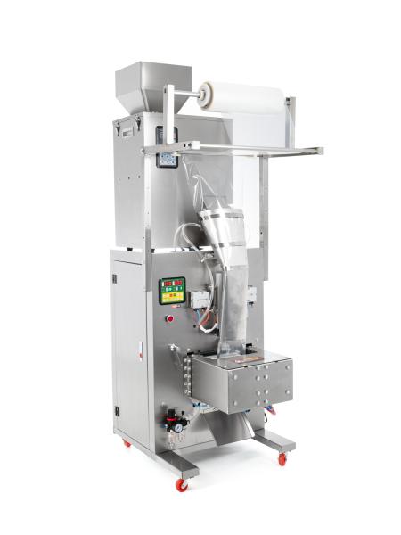 Pneumatický vertikální balicí stroj XT500 s dávkovačem sypkých materiálů a integrovanou vakuovačkou 10–500g