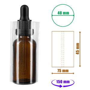 Transparentní smršťovací fólie 45x70mm s perforací na lahvičky a obaly, průměr do 48mm