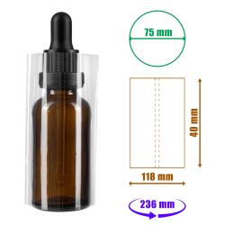 Transparentní smršťovací fólie 40x118mm s perforací na lahvičky a obaly, průměr do 75mm