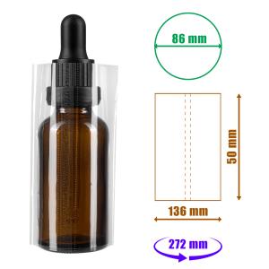 Transparentní smršťovací fólie 50x136mm s perforací na lahvičky a obaly, průměr do 86mm
