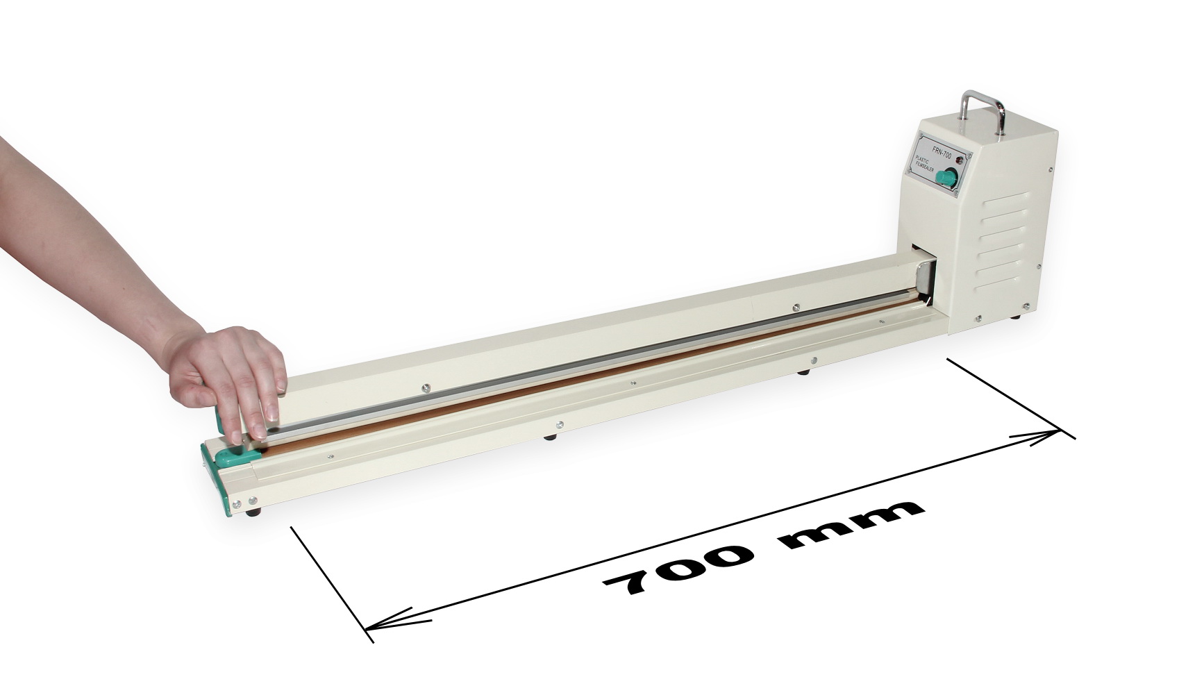 Páková svářečka fólií pro zatavování plastů FRN-700 se svářecí lištou o šířce 700 mm