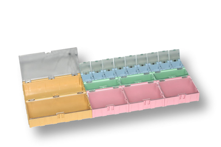 Miniaturní plastové šuplíky na SMD součástky B3 - růžové