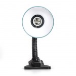 Stolní ohebná lampa s klipem pro žárovky E27 šedomodrá