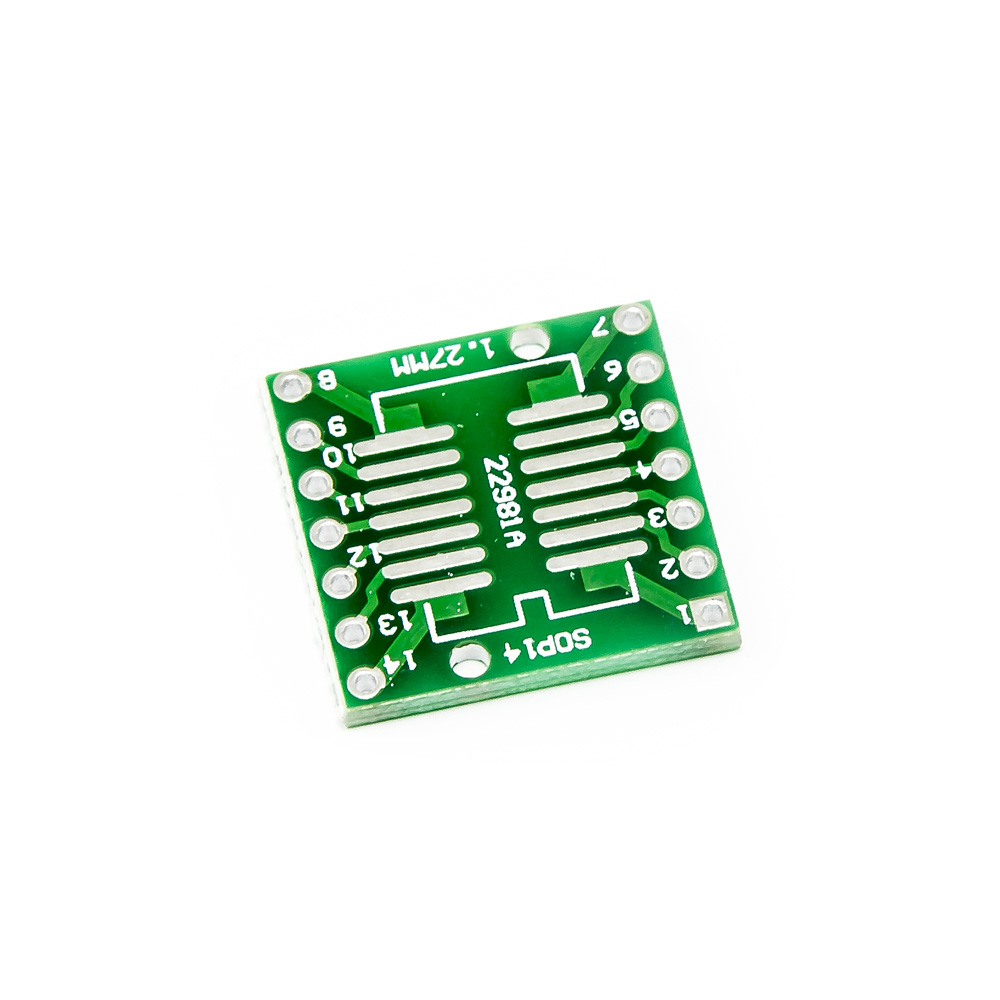 PCB redukce z SOP14 0.65mm, SSOP14 1.27mm na DIP 2.54mm