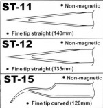 Nerezové antimagnetické pinzety VETUS HRC40° ST-15