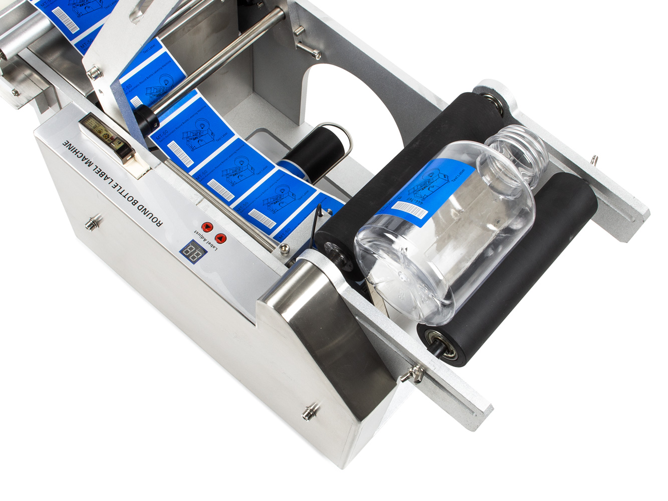 Poloautomatická etiketovačka LT-50D na lahve, dózy a plechovky s integrovanou tiskárnou expirací