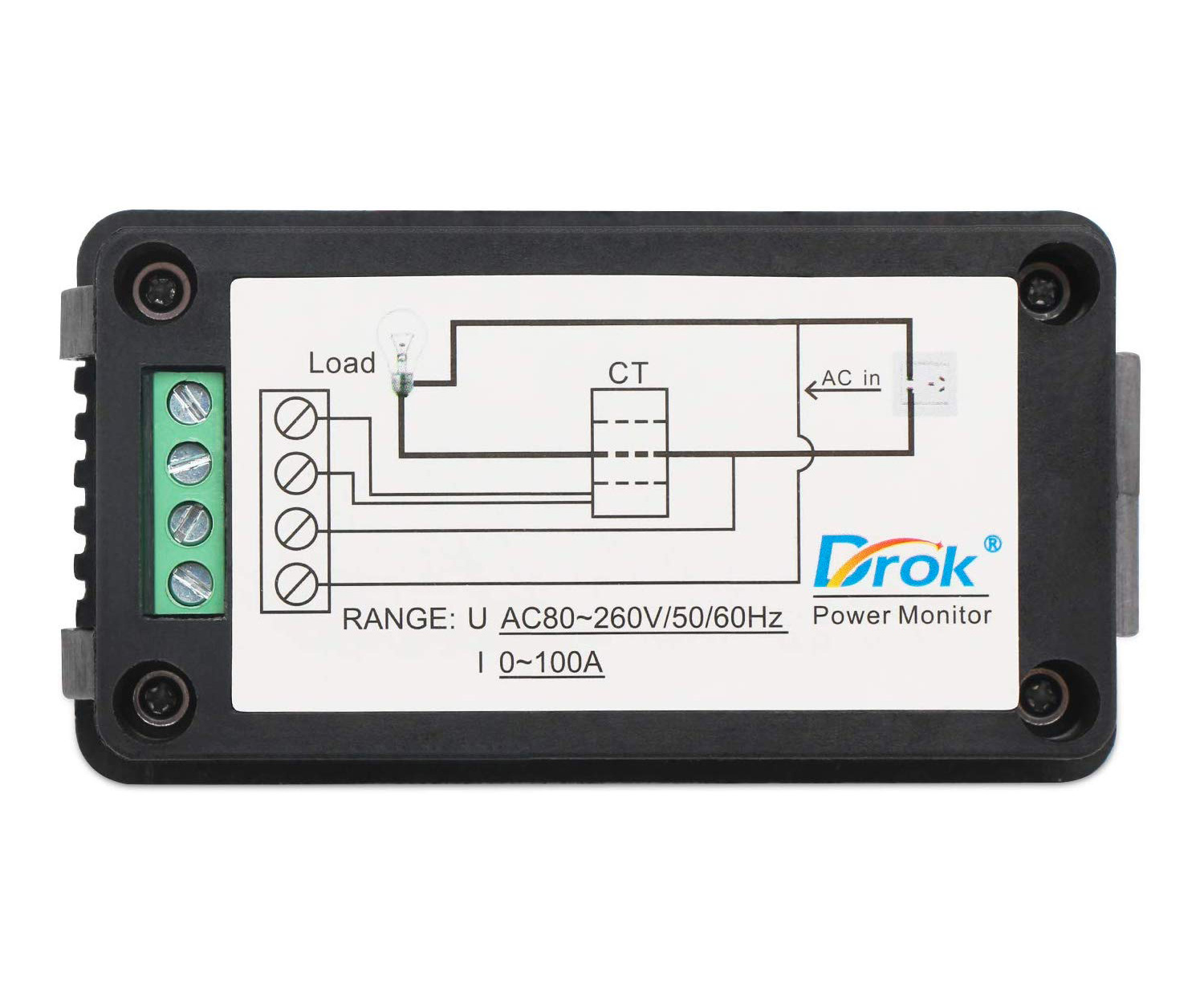 Multifunkční vestavné měřidlo elektrických veličin AC 80~260V/100A - toroidní proudový transformátor