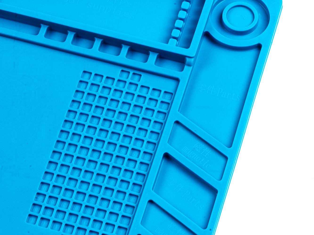 Velká silikonová podložka 455x300mm s organizérem pro servis a opravy mobilních telefonů, tabletů